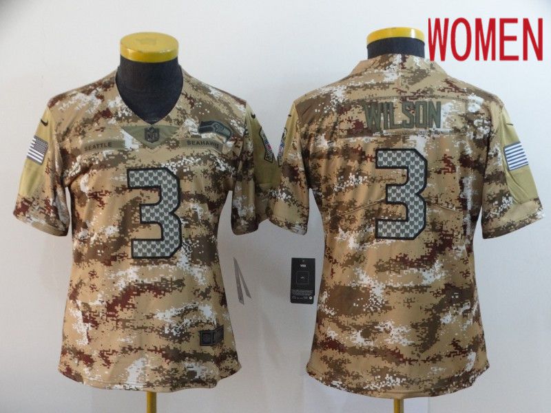 Women Seattle Seahawks #3 Wilson Camo Nike Vapor Untouchable Limited NFL Jersey->women nfl jersey->Women Jersey